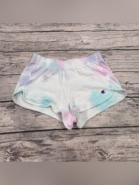 Champion Pastel Pink and White Tie-Dye Athletic Shorts, 70’s Retro Style, Size S